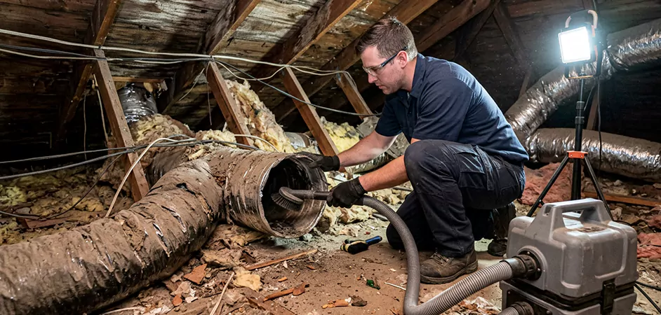 Storm-Damaged Attic Duct Cleaning in Clifton