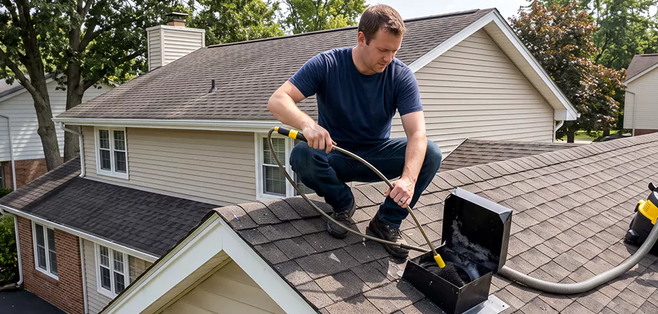 Multi-Story Roof Dryer Vent Cleaning in Clifton